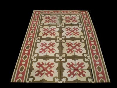 Antique patterned floor tiles