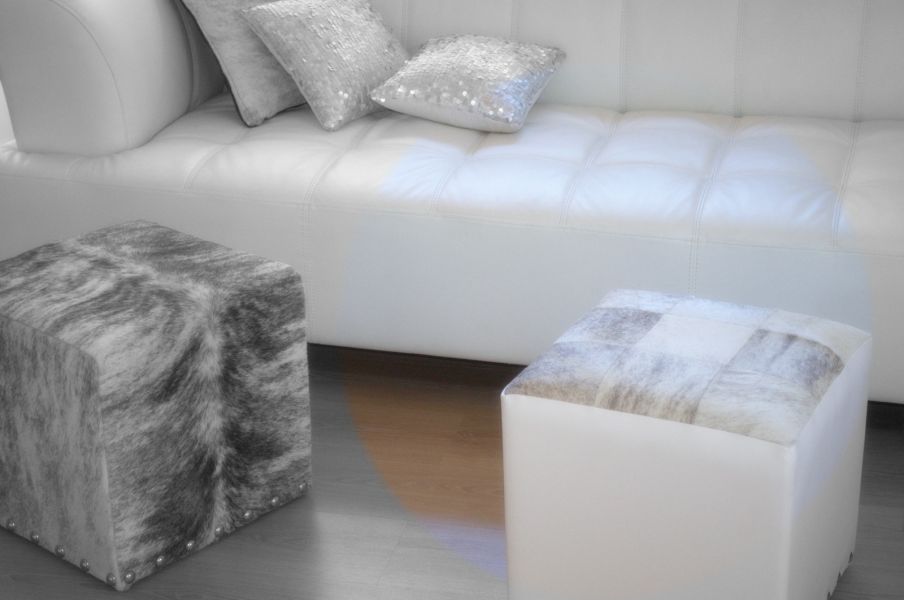 Cowhide rugs and stools