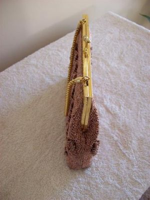 PLUM/GOLD BEADED PURSE